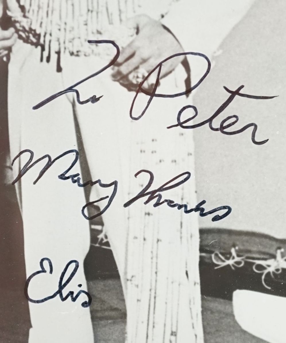 Elvis: a signed photograph and related material formerly belonging to Peter Aldersley, ex Radio Luxembourg DJ and Co-founder and Chairman of The International Elvis Presley Appreciation Society